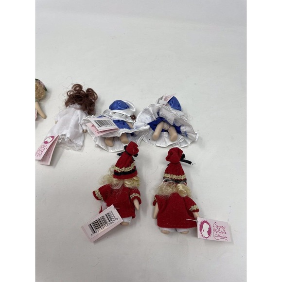 6 Vintage Cameo Kids Collection Mini Jointed Poseable Porcelain Dolls 4” Inches - Picture 7 of 8